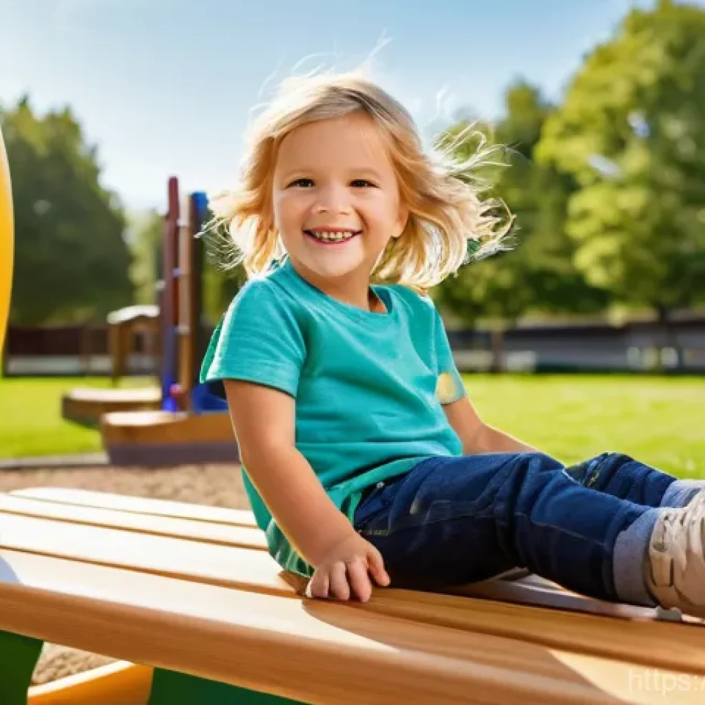 야외용 완구 제작 기술 - **Prompt 1 (Safety-focused outdoor toys):** A brightly lit, sunny outdoor playground bustling with h...